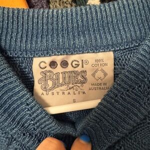 COOGI Men's Textured Blue Crewneck Sweater